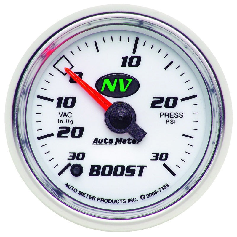 Autometer NV 52.4mm Full Sweep Electronic 30 In Hg/30 PSI Vacuum / Boost Gauge - Burkken Auto Parts