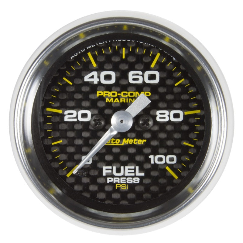Autometer Marine Carbon Fiber 2-1/16in 100 PSI Digital Stepper Motor Fuel Pressure Gauge - Burkken Auto Parts