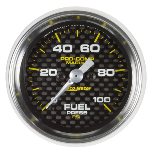 Autometer Marine Carbon Fiber 2-1/16in 100 PSI Digital Stepper Motor Fuel Pressure Gauge - Burkken Auto Parts