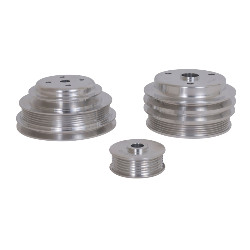 BBK 85-97 GM Truck 305 350 Underdrive Pulley Kit - Lightweight CNC Billet Aluminum (3pc) - Burkken Auto Parts