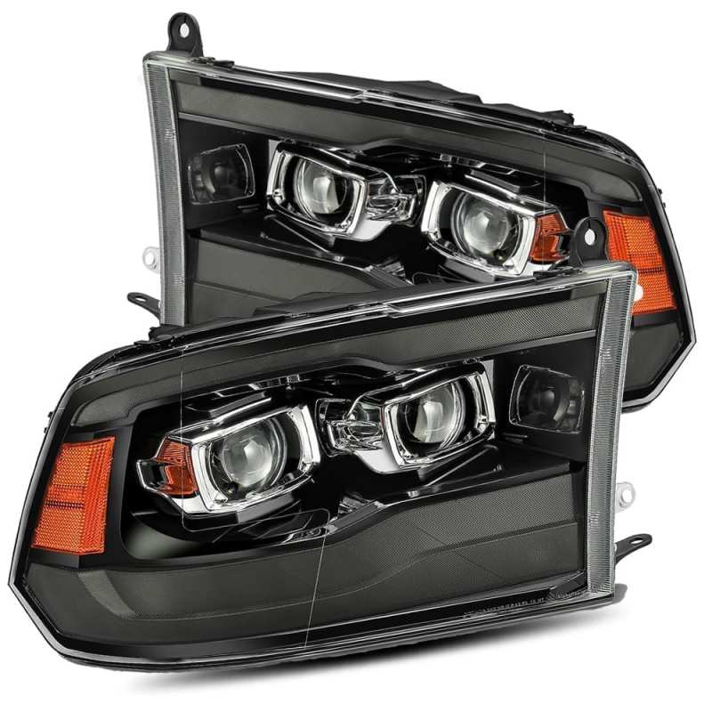 AlphaRex 09-18 Dodge Ram 1500HD PRO-Series Proj Headlights Plank Style Black w/Seq Signal/Smoked DRL - Burkken Auto Parts