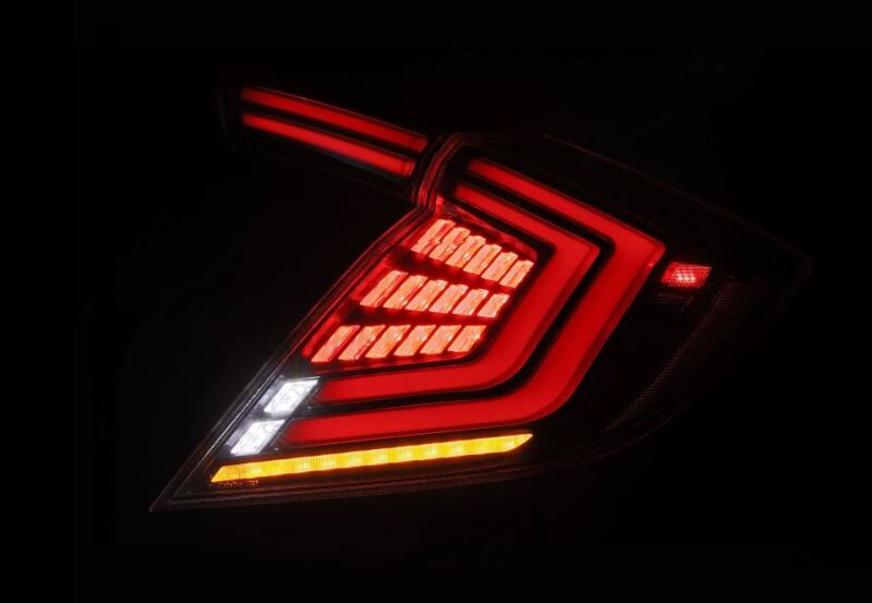 AlphaRex 16-21 Honda Civic Hatchback / Type-R FK8 Nova-Series LED Tail Lights (Pair) - Black - Burkken Auto Parts