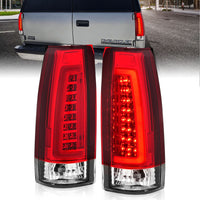 ANZO 1999-2000 Cadillac Escalade LED Taillights Chrome Housing Red/Clear Lens Pair - Burkken Auto Parts