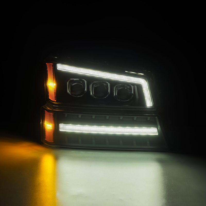 AlphaRex 03-06 Chevy Silverado 1500/2500HD/3500HD/Avalanche Black NOVA LED Proj Headlights - Burkken Auto Parts