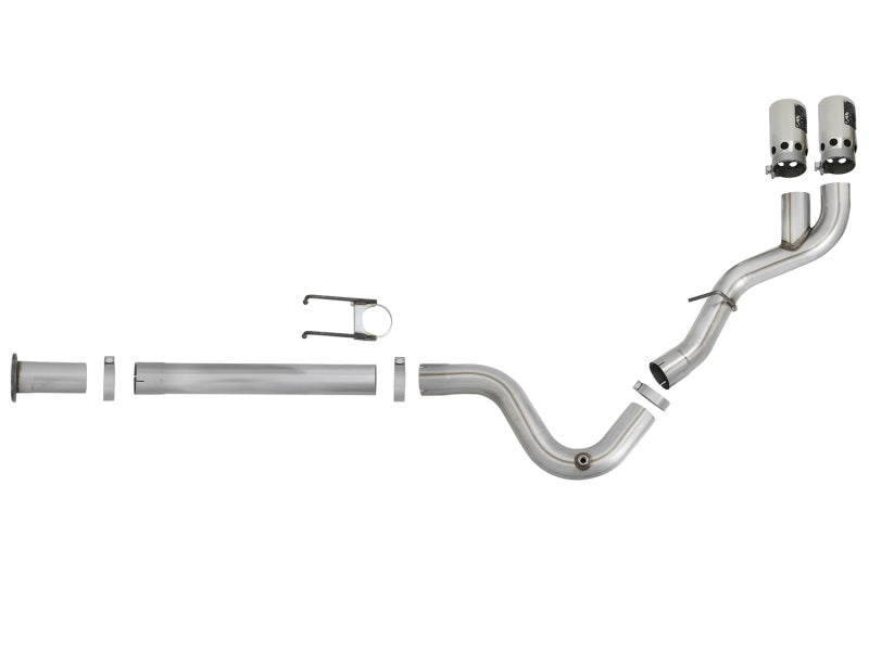 aFe Rebel XD 4in SS Down-Pipe Back Exhaust w/Dual Polished Tips 17-18 Ford Diesel Trucks V8-6.7L(td) - Burkken Auto Parts
