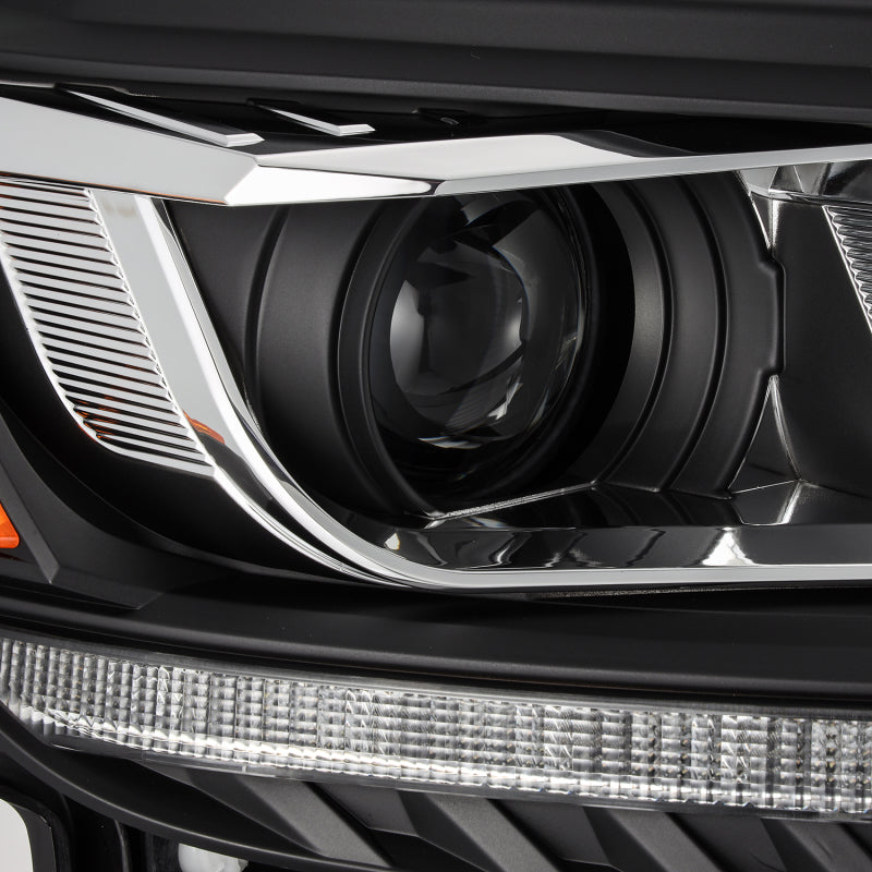 AlphaRex 19-21 Ford Ranger LUXX LED Proj Headlights Plank Style Black w/Seq Signal/DRL - Burkken Auto Parts