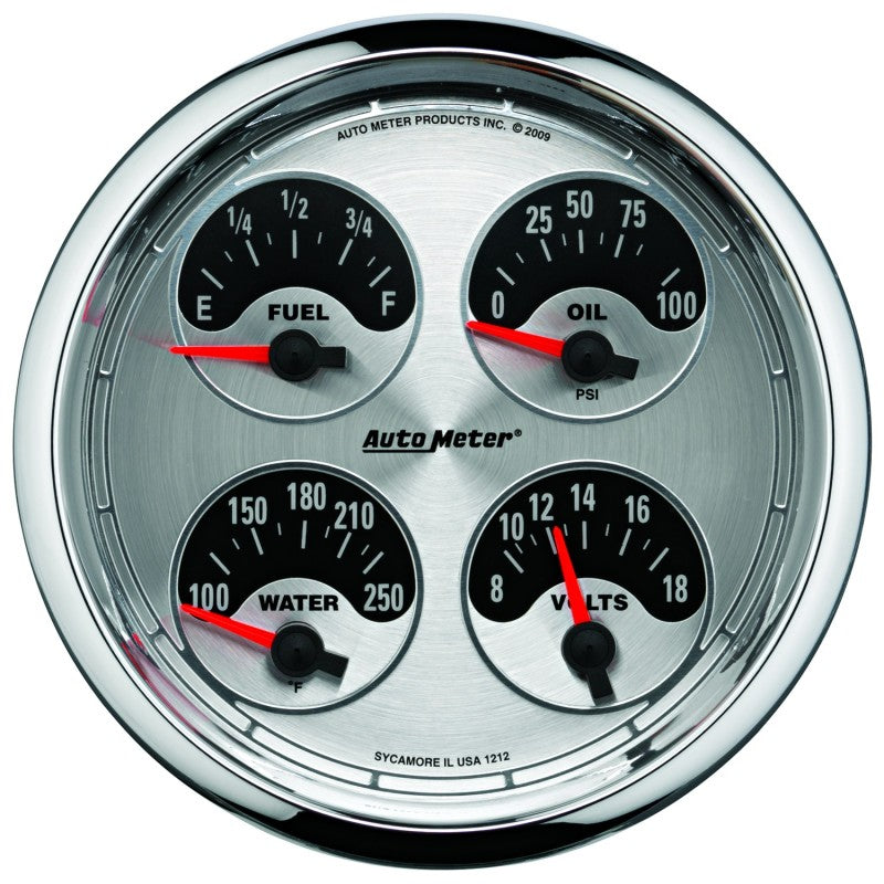 Autometer American Muscle SSE 100PSI/100-250 Deg F/8-18 Volt Oil Press/Water Temp/Volt/Fuel Gauge - Burkken Auto Parts