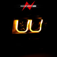 ANZO 2009-2014 Ford F-150 Projector Headlights w/ U-Bar Switchback Black w/ Amber - Burkken Auto Parts