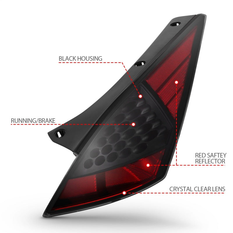 ANZO 2003-2005 Nissan 350Z LED Taillights Smoke - Burkken Auto Parts