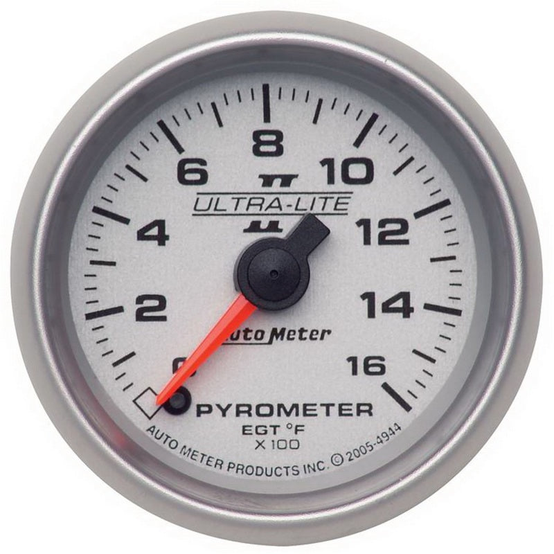 Autometer Ultra-Lite II 52mm 0-1600 Deg F Full Sweep Electric Pyrometer (EGT) Gauge - Burkken Auto Parts