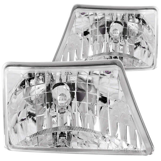 ANZO 1998-2000 Ford Ranger Crystal Headlights Chrome - Burkken Auto Parts