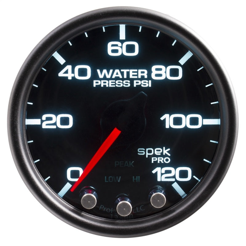 Autometer Spek-Pro Gauge Water Press 2 1/16in 120psi Stepper Motor W/Peak & Warn Blk/Smoke/Blk - Burkken Auto Parts