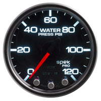Autometer Spek-Pro Gauge Water Press 2 1/16in 120psi Stepper Motor W/Peak & Warn Blk/Smoke/Blk - Burkken Auto Parts