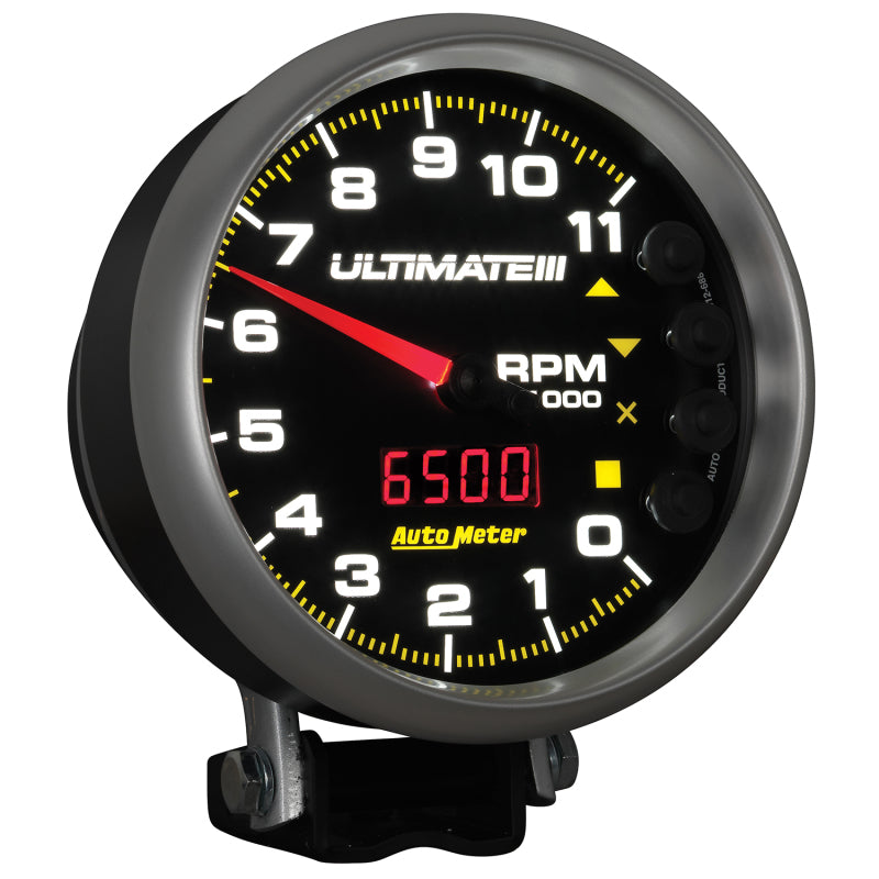 AutoMeter Gauge Tach 5in. 11K RPM Pedestal Datalogging Ultimate IIi Playback Black - Burkken Auto Parts