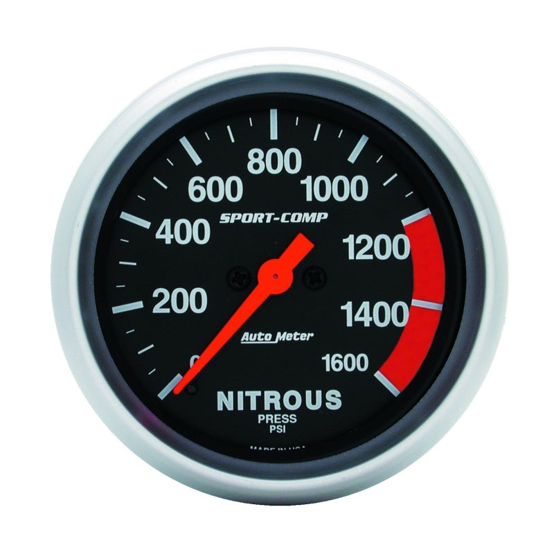 AutoMeter Gauge Nitrous Press 2-5/8in. 1600PSI Digital Stepper Motor Sport-Comp - Burkken Auto Parts