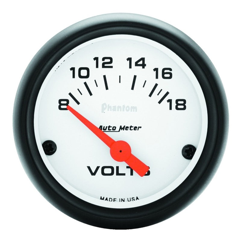 Autometer Phantom 52mm 8-18V Electronic Voltmeter Gauge - Burkken Auto Parts