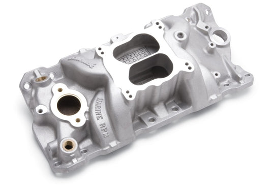 Edelbrock Manifold SBC 23-Degree Marine RPM 1987-1995 w/ Brass - Burkken Auto Parts