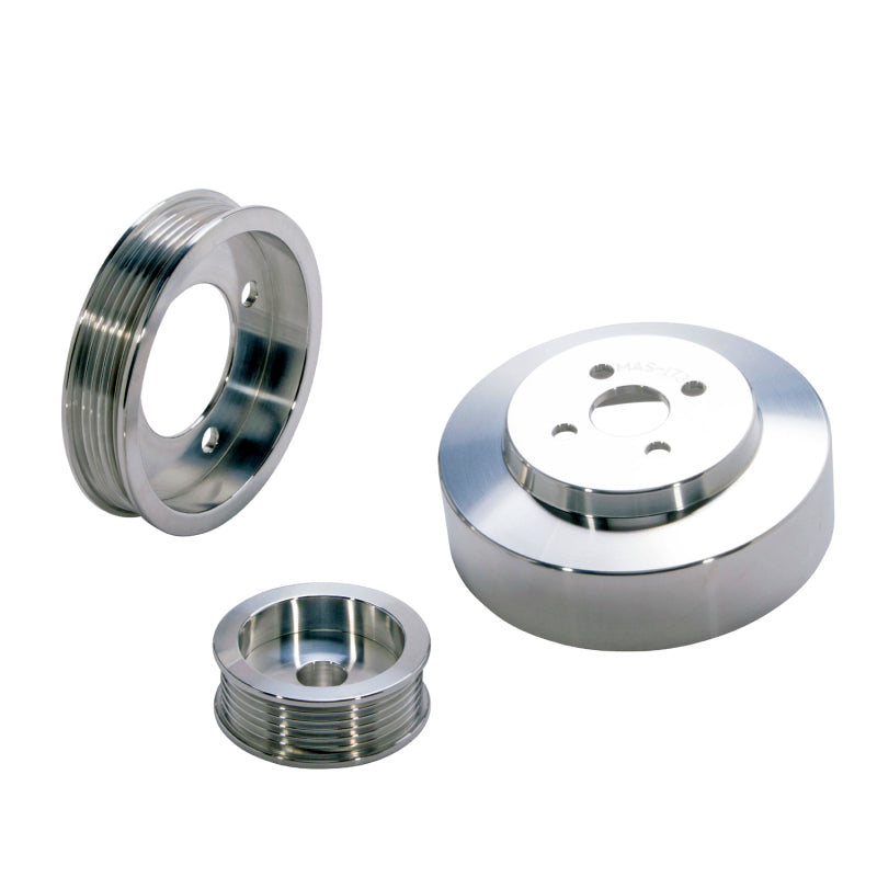 BBK 94-95 Mustang 5.0 Underdrive Pulley Kit - Lightweight CNC Billet Aluminum (3pc) - Burkken Auto Parts