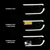 ANZO 2007-2014 Toyota Tundra Projector Light Bar H.L Black Amber(Led High Beam) (Halogen Version) - Burkken Auto Parts