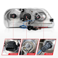 ANZO 1997.5-2003 Ford F-150 Projector Headlights w/ Halo Chrome 1pc - Burkken Auto Parts