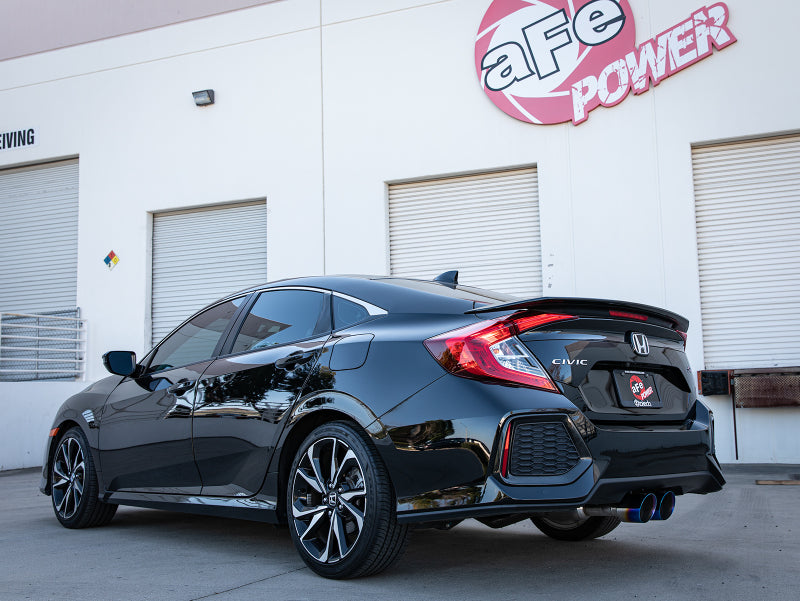 aFe Takeda 2.5in 304 SS Cat-Back Exhaust System w/ Blue Tips 17-20 Honda Civic Si Sedan I4 1.5L - Burkken Auto Parts