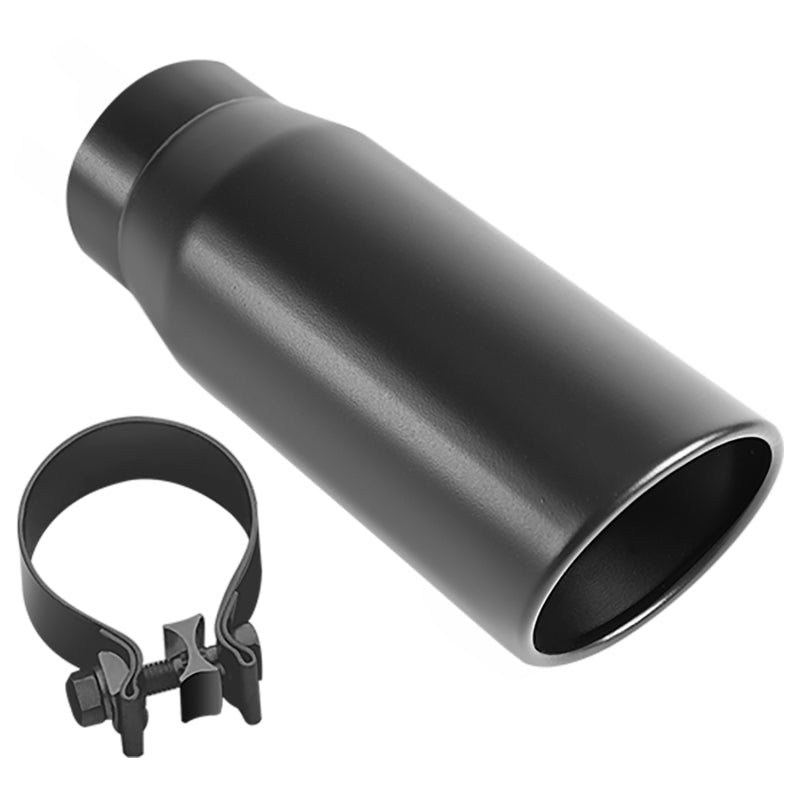 MagnaFlow Tip Stainless Black Coated Single Double Round Single Outlet 5in Dia 4in Inlet 13in L - Burkken Auto Parts