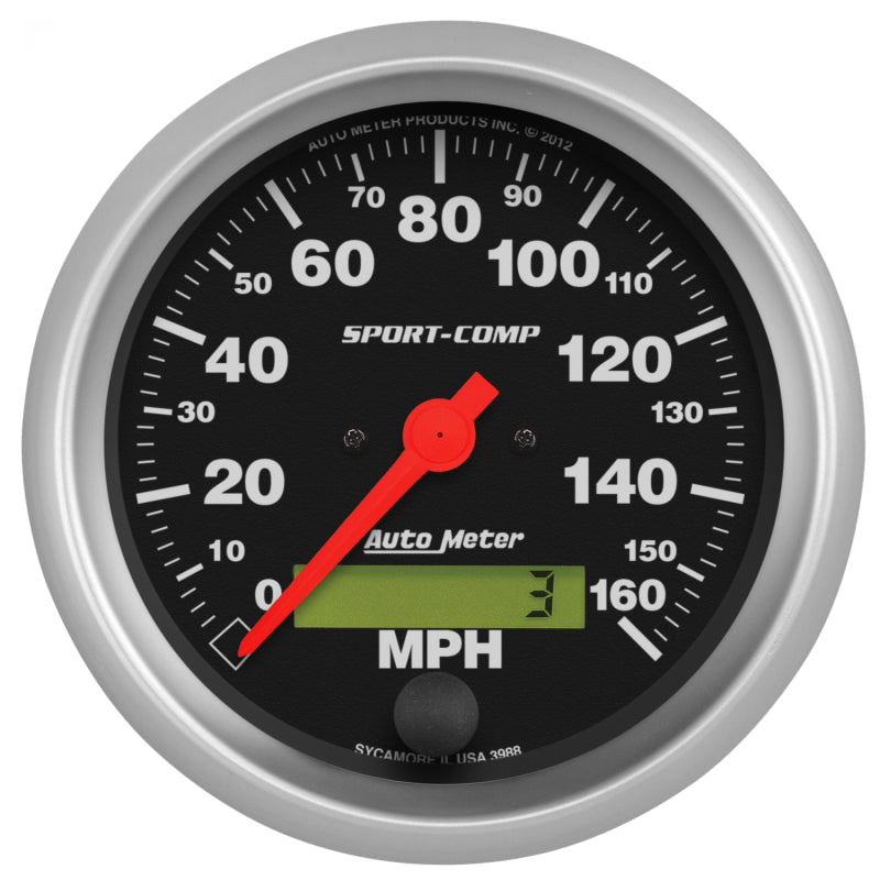 Autometer Sport-Comp 3-3/8 inch 160 MPH Electronic Speedometer Gauge - Burkken Auto Parts