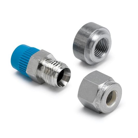 Autometer Thermocouple Compress Fitting 1/4in / 1/8in NPTF Male w/Weld Boss - Burkken Auto Parts