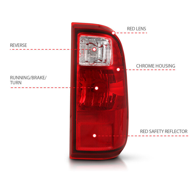 ANZO 2008-2016 Ford F-250 Taillight Red/Clear Lens (OE Replacement) - Burkken Auto Parts