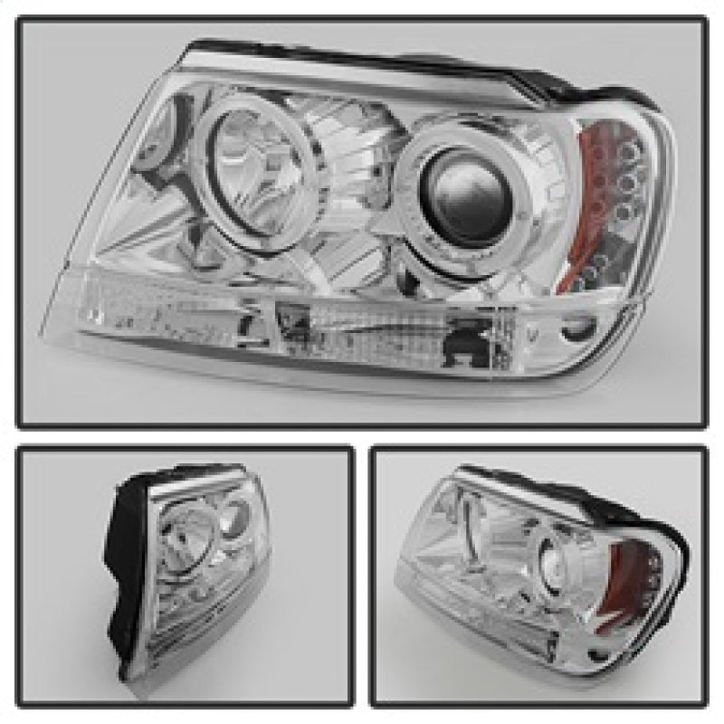 Spyder Jeep Grand Cherokee 99-04 Projector Headlights LED Halo LED Chrm - PRO-YD-JGC99-HL-C - Burkken Auto Parts