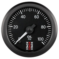 Autometer Stack 52mm 0-100 PSI 1/8in NPTF Male Pro Stepper Motor Oil Pressure Gauge - Black - Burkken Auto Parts