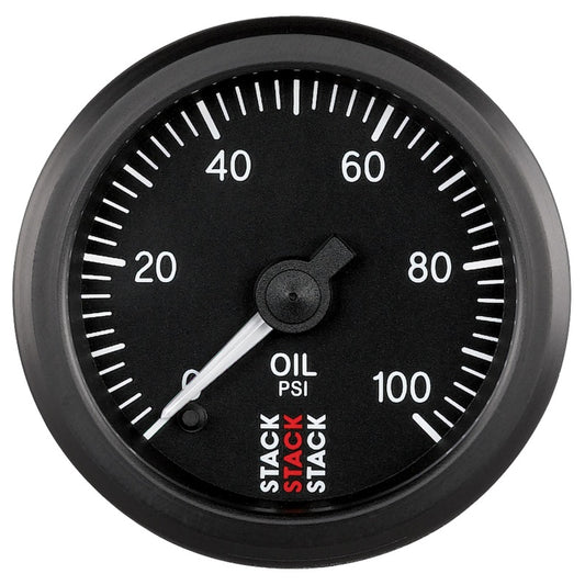 Autometer Stack 52mm 0-100 PSI 1/8in NPTF Male Pro Stepper Motor Oil Pressure Gauge - Black - Burkken Auto Parts