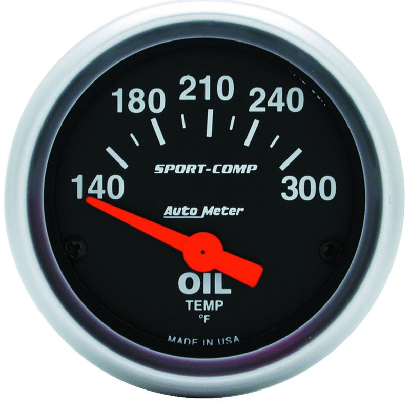 Autometer Sport-Comp 52mm 140-300 Deg F Electronic Oil Temp Gauge - Burkken Auto Parts