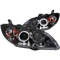 ANZO 2004-2008 Mazda 3 Projector Headlights w/ Halo Black (CCFL) - Burkken Auto Parts