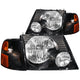 ANZO 2002-2005 Ford Explorer Crystal Headlights Black w/ Corner Lights 2pc - Burkken Auto Parts