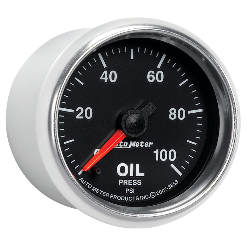 Autometer GS Series 2-1/16in Oil Pressure Gauge 100PSI Electric Full Sweep - Burkken Auto Parts
