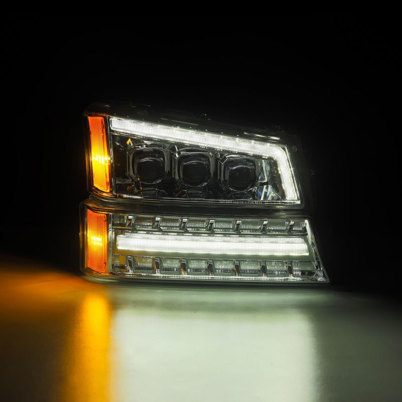 AlphaRex 03-06 Chevy Silverado 1500/2500HD/3500HD/Avalanche Chrome NOVA LED Proj Headlights - Burkken Auto Parts