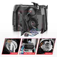 ANZO 2007-2013 Chevrolet Silverado 1500 Projector Headlights w/ Halo Black - Burkken Auto Parts