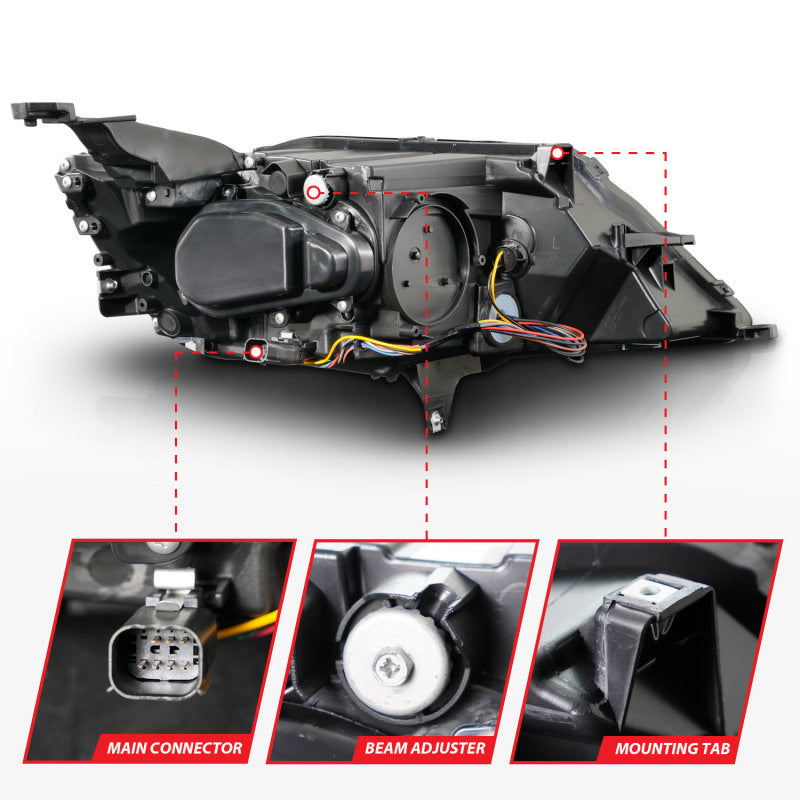 ANZO 14-20 Chevrolet Impala Square Projector LED Bar Headlights w/ Black Housing - Burkken Auto Parts