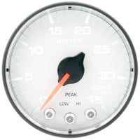 Autometer Spek-Pro 2 1/16in 35PSI Stepper Motor W/Peak & Warn White/Black Boost Gauge - Burkken Auto Parts