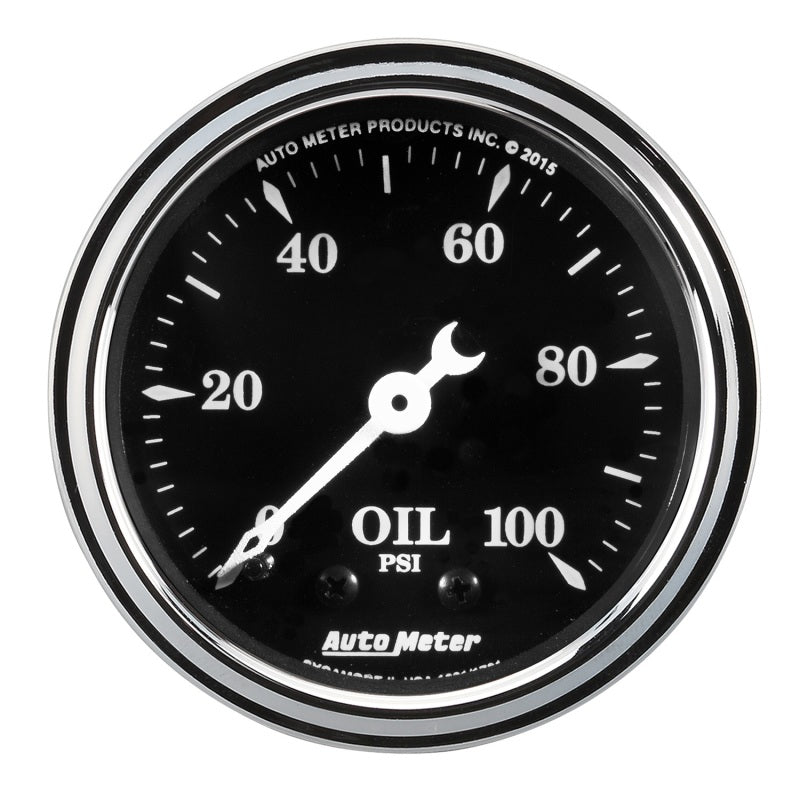 Auto Meter Gauge Oil Press 2 1/16in 100psi Mech Old Tyme Black - Burkken Auto Parts