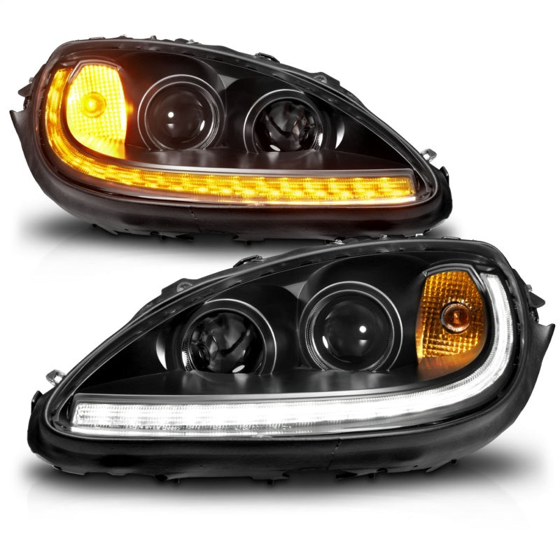 ANZO 05-13 Chevrolet Corvette Projector Headlights w/switchback & Sequential LED - Black Amber - Burkken Auto Parts