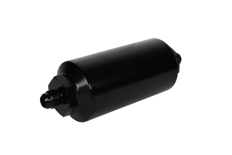 Aeromotive In-Line Filter - (AN-6 Male) 10 Micron Fabric Element Bright Dip Black Finish - Burkken Auto Parts