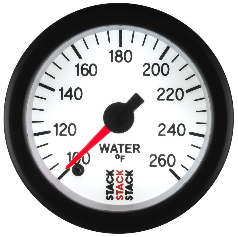 Autometer Stack 52mm 100-260 Deg F 1/8in NPTF Male Pro Stepper Motor Water Temp Gauge - White - Burkken Auto Parts