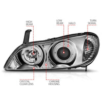 ANZO 2000-2004 Infiniti I30 Projector Headlights w/ Halo Chrome - Burkken Auto Parts