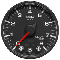 Autometer Spek-Pro Black 2 1/16 inch 8K RPM Tach w/ Shift Light and Peak Memory - Burkken Auto Parts