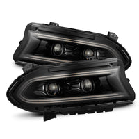 AlphaRex 15-23 Dodge Charger LUXX LED Proj Headlights Alpha-Black w/Actv Light & Seq.Sig / SB DRL - Burkken Auto Parts