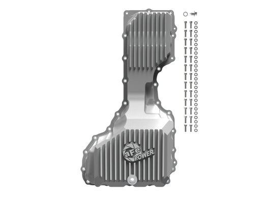 aFe GM Diesel Trucks 17-19 V8-6.6L L5P POWER Street Series Engine Oil Pan Raw w/ Machined Fins