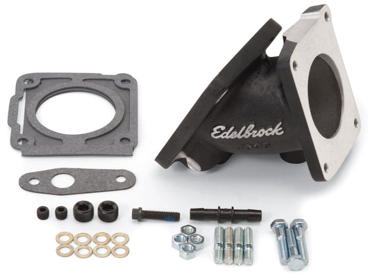 Edelbrock EFI Throttle Body Adaptor (Elbow) Ford Mustang 94-95 w/ Black Mini Texture Powder Coat - Burkken Auto Parts