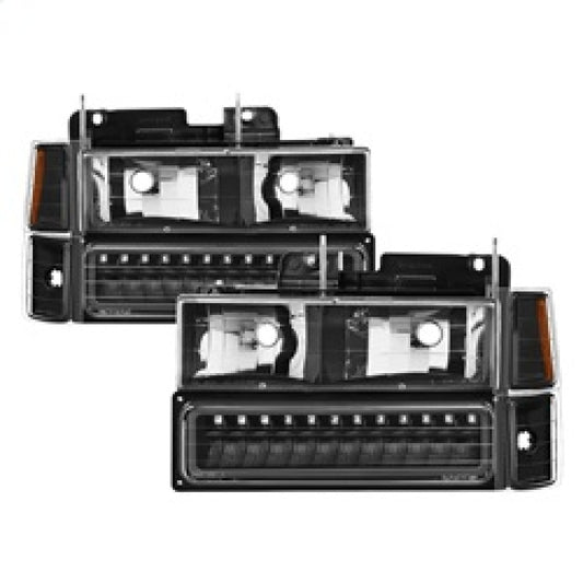 xTune 92-94 Blazer Full Size Corner/LED Bumper Headlights Black HD-JH-CCK88-LED-AM-BK-SET - Burkken Auto Parts